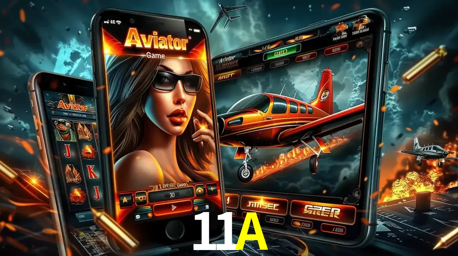 O popular jogo de apostas Aviator exibido em vários celulares e tablets, mostrando a interface emocionante e a ação de voo disponíveis para jogar agora no 11A.
