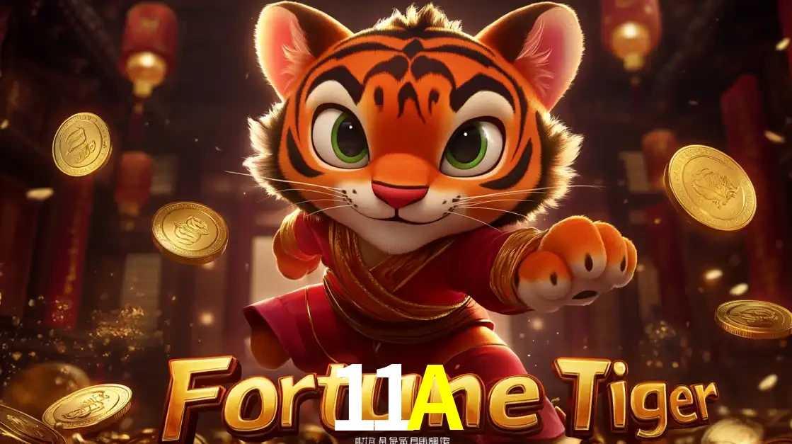 O carismático mascote do jogo de slot Fortune Tiger, um tigre fofo em pose de artes marciais, pronto para trazer sorte e multiplicadores de ganhos no cassino online 11A.
